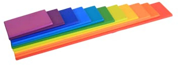 Gamez Galore Natürlich lackierte, regenbogen- und pastellfarbene Sammlung von Stapel-, Balancier- und Sortier-Holzspielzeugen (11-teilige rechteckige Bretter, Regenbogenfarben