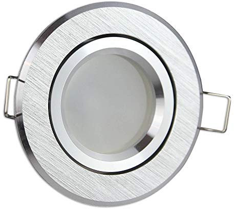 10x LED Einbaustrahler Set silber gebürstet rund 7,5 Watt dimmbar neutralweiß GU10 230V - Einbauleuchten Ø 70-73mm Bohrloch - Deckeneinbaustrahler Deckenspot Deckeneinbauleuchte