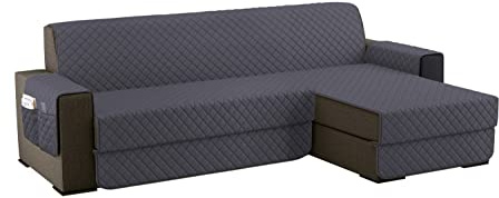 sevi's Sofabezug L Form 200cm Wasserdicht, Sofa überzug Ecksofa Reversibel Kratzfest Fleckenresistent - Sofa Cover für Katzen und Hunden - Dunkelgrau