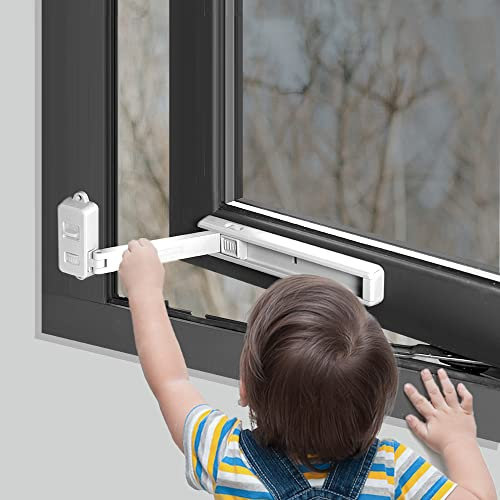 EUDEMON Serrure de fenêtre à l'épreuve des enfants, restricteur de fenêtre de, Facile à installer et à utiliser, Adhésif 3M VHB, Sans outils ni perçage, Facile à enlever (Blanc)