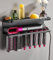 QKTYB Wandhalterung Organizer für Dyson Airwrap, 2 in 1 Aluminiumlegierung Dyson Airwrap Halterung, Lockenwickler Locken Haartrockner Halterung Ständer Fönhalter mit Kleber für Haus Bad Veranstalter