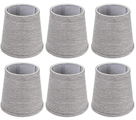 Lampenschirm E14 Klein, kleine Lampenschirme, 6er-Set, Uno Fitter Grau, moderne Glocken-Lampenschirme für Hängelampe Tischlampe Stehlampe Ersatz