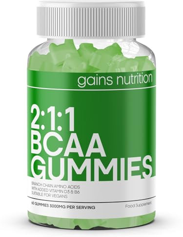 GN BCAA Gummies | 60 BCAA Amino Acid Supplements - 1000mg Branch Chain Amino Acids per Serving - L-Leucine, L-Isoleucine & L-Valine | Apple Favour, Non-GMO & Suitable for Vegans and Vegetarians