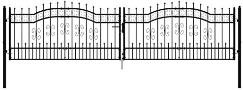 Tidyard Zauntor Hoftür mit Speerspitzen Doppelflügel Gartentor Gartenpforte Tor Flügeltor Gartentür Zauntür Industrietor Doppeltor Tor Tür Pforte Stahltor 406 x 151 cm (B x H),Pfostenhöhe: 141 cm