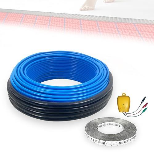 Kit di riscaldamento a pavimento elettrico con guida per cavi, monitor di allarme per installazione interna 120 V, 50 piedi quadrati