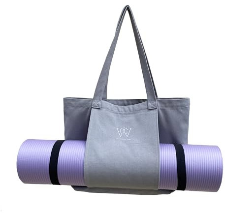 Wivmypog Yogamatten Tasche, Leicht zu Tragen Yogamatte Tasche, Gym Segeltuch Tragetasche Yogatasche, Schultertasche, Yoga Tasche für Matte für Frauen Reisen Büro (grau)