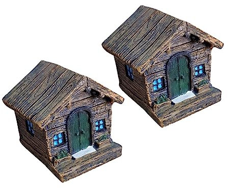 Garneck 2stücke Resin Holzhaus Dekoration Für Sandtisch Mikro Landschaft Bastelzubehör Für Feengärten Und Projekte