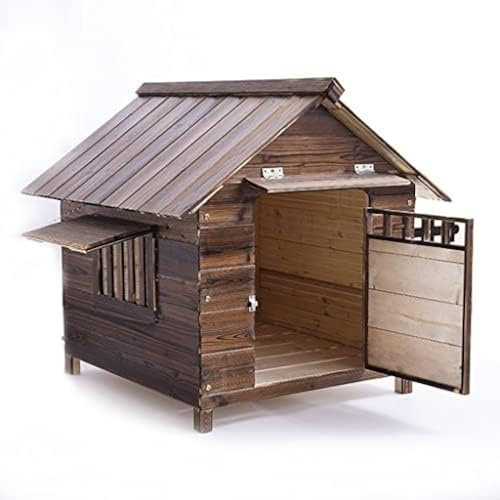 wasserdichte Hundehütte Für Den Außenbereich, Holzhütte, Regensichere Haustierhütte, Hundehütte, Hundehütte Für Große Hunde,Braun,99 * 92 * 95cm,YUYANAIAI