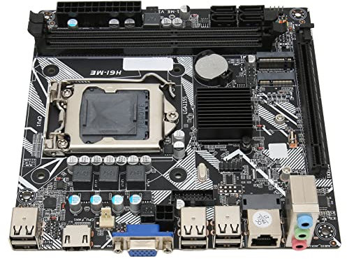 VBESTLIFE Placa Base H61-ME Mini ITX con Ranura para CPU LGA1155, Ranura para Memoria DDR3 de Doble Canal, con VGA HDMI y 10 Interfaces USB2.0