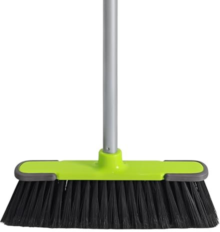 Green Indoor Broom 54 Long Handle House Broom for Floor Cleaning Sweeping Broom for Kitchen, Garage, Lobby, Patio and Garden
