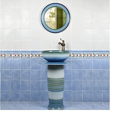 Waschtischunterschrank mit Waschbecken, Badezimmerwaschbecken mit komplettem Sockel, Badezimmerwaschbecken mit Standwaschbecken – Standwaschbecken im Retro-Industriestil, leicht zu
