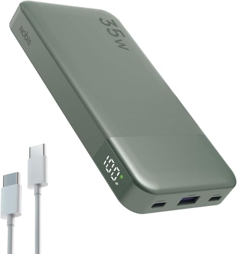 Nobis Portable Charger, 35W 10000mAh Power Bank Fast Charging, PD QC 3.0 LED Display Battery Pack,USB C In/Out Portable Phone Charger for Phone Pad Android etc. (Green)