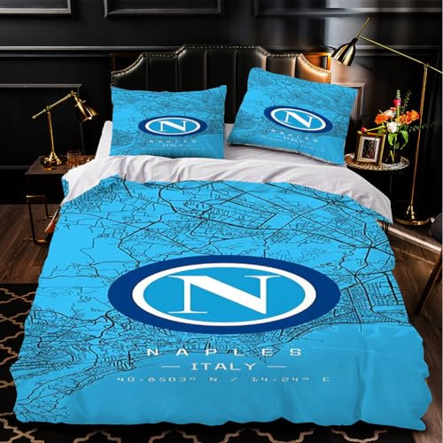 ROOMLOOV Set di biancheria da letto con bandiera italiana dal design creativo, arredamento della camera da letto a tema vacanza a Napoli, copripiumino matrimoniale 200x200 copripiumino calcio