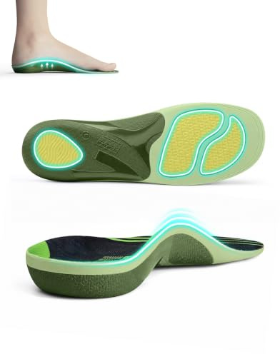 DynWalker plantillas fascitis plantar，plantillas ortopédicas – Soporte Biomecánico de Arco en 3 Puntos，35% Más Amortiguación，para Pies Planos, Pronadores, Espolon Calcaneo y Presión del Talón，S