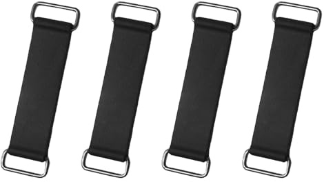 Hirificing 4 x Gummibänder, Batteriekasten, Spanngurt, dehnbarer Batterie-Spanngurt, Fester Gurt, Halter, Mopedgurt mit Metallschnallen, für ATV, Roller, Motorrad, Zubehör, Teile, Schwarz