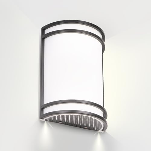 Flynix Indoor Wall Sconce, Half Cylinder Wall Light Fixture, 3000K 4000K 5000K Color Temperature Adjustable, Dimmable LED Modern Wall Light for Hallway Bedroom Living Room, Matt Black
