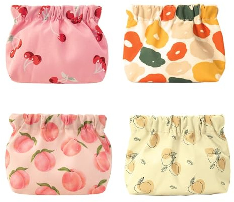 MIAO JIN 4 PCS Small Coin Purse Bulk, Squeeze Mini Coin bag Pouch Kit Pouch Accessories Organizer for Headphones Jewelry Women