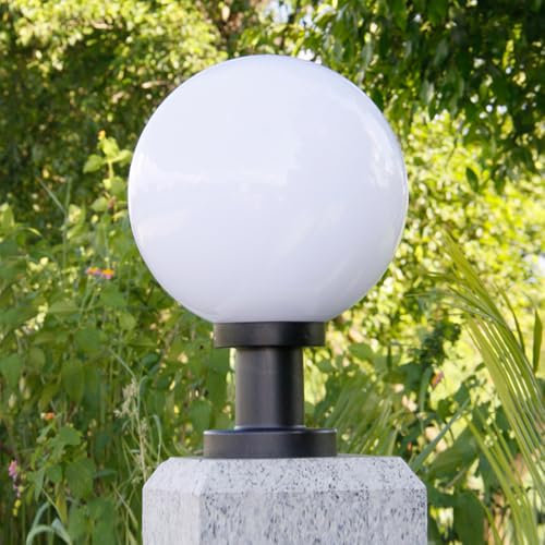Chao Zan Modern Garden Post Light, Pillar Lights Globe Ball Outdoor Waterproof, Φ:25cm, E27 Socket, IP44 Rated