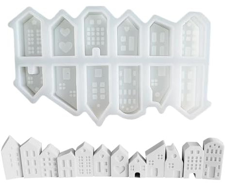 Silikonformen Gießformen Häuser, 12 Stück Silikonform Haus Gips Zum Gießen Silikonform Haus Mit Fenster, Haus Giessformen Silikon Haus Kerzenformen Zum Gießen Silikon Gießform