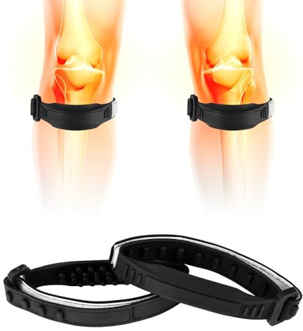 Gosknor 2pcs Bande de Maintien Genoux, Genouillère Réglable Sangle de Genou Support de Rotule Stabilisateur de Genou pour Basket-Ball Pickleball Course à Pied Randonnée (Noir)