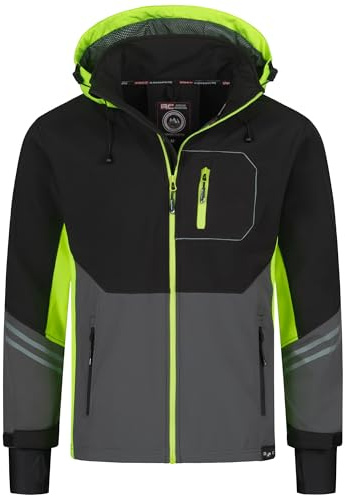 Rock Creek Softshelljacke Herren Outdoor Windbreaker H-344 Neongelb L | Wasserabweisende Übergangsbekleidung, funktionale Wanderjacke für Männer, Camping, Freizeit und wechselhaftes Wetter