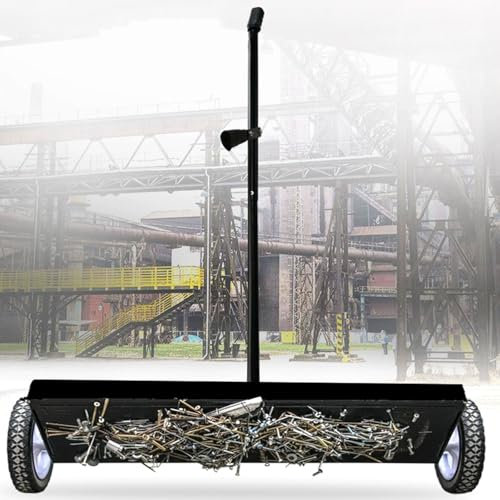 BDJSN Balayeuse Magnétique Portable avec Roues, Chariot D'aspiration en Fer À Pousser À La Main De 26 Pouces avec Poignée Réglable, Outil De Ramassage Magnétique pour Clous, Aiguilles, Vis