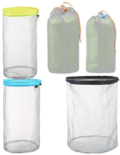 Stuff Sack Small, Nylon Mesh, Lightweight Drawstring Storage, Bag Set Breathable Stuff, Ditty Sacks For Sleeping Camping, Traveling, Hiking, Gear Organization, 115g