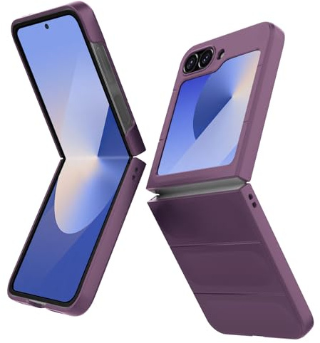 BonYonka Funda para Samsung Galaxy Z Flip 6, Funda de Silicona Resistente a Golpes y Arañazos, Forro de Microfibra Suave, Funda Integral con Protección para La Cámara, Violeta