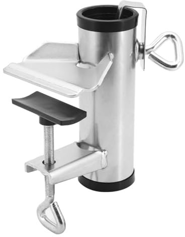 Nicear Parasol Support，Galvanized Metal Sun Umbrella Holder Adjustable Clamp for Balcony Terrace Garden Beach Table Fence with Zipper Design