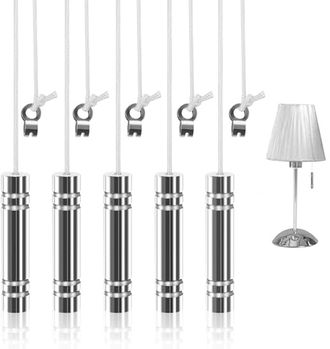 WGDVVJV Bathroom Light Pull Cord Handle 5 Pcs Cylindrical Light Pull Cord Handle with 150cm Nylon Pull Extension Pull Cord Weight Handle for Toilet Ceiling Light Fan Blind