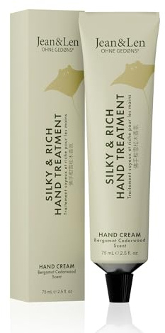 Jean & Len Silky & Rich Hand Treatment Bergamot & Cedarwood, vegan, 75 ml | Rik handkräm för mjuka händer, utan parabener & silikoner