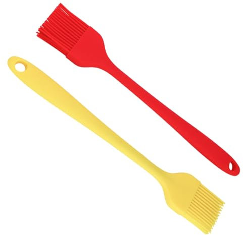 Set di 2 pennelli da pasticceria in silicone, resistenti al calore fino a 230 °C, per olio e salsa in silicone per uso alimentare, per barbecue, cottura al forno e cucina, anima in acciaio inox