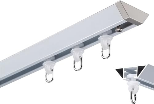 V-Typ Deckenvorhangschiene Aluminium Vorhangstange 70 100 120 180 200 300 500 cm Schiebevorhangschiene Gardinenschiene for Zuhause, Schlafzimmer, Fenster, Badezimmer, Büro(White,2m/6.6ft)