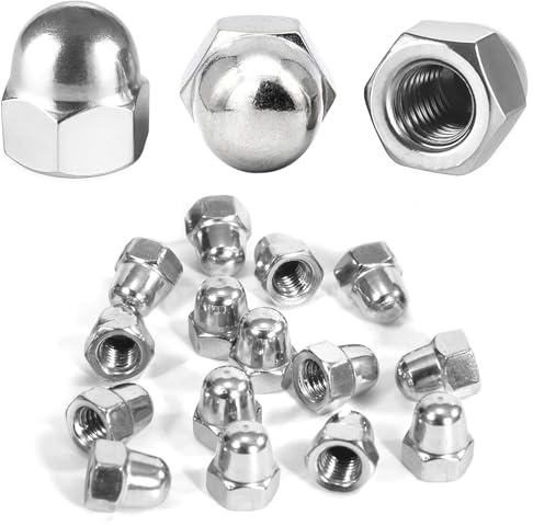 Forbabe Tuercas de sombrerería M12 de acero inoxidable, DIN 1587, hexagonales, forma alta, para tornillos/pernos roscados/varillas roscadas, 15 unidades