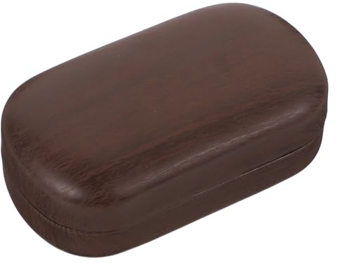HOUDERCO Portable Contacts Box Set, Leak-Proof Large Diameter Eye Container Vintage Leather and Wood Grain Design, Dual Companion Storage Case for Travel and Daily Use
