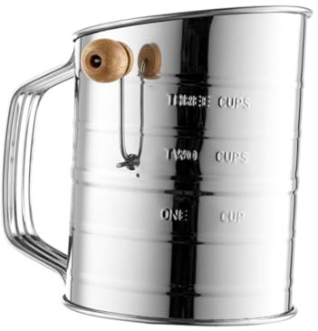 LAPYAPPE Hand Crank Flour Sifter Stainless Steel Kitchen Accessory for Baking Easy to Use Flour Sifter Sieve for Cake Baking
