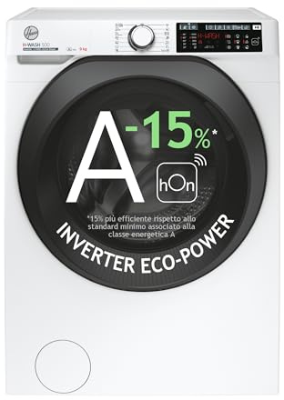 Hoover H-WASH 500 Lavatrice 9 Kg, Libera Installazione, Carica Frontale, Classe A-15%, 1400 Giri, Wi-Fi + BLE, App hOn, Motore Inverter BPM, 54 x 85 x 60 cm (P x A x L cm), Bianca-HW49AMBC7/1-S