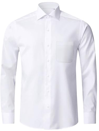 Alimens & Gentle Men's White Shirts Dress 4-Way Stretch Long Sleeve Business Casual Button Down Formal Shirts with Pocket 2XL