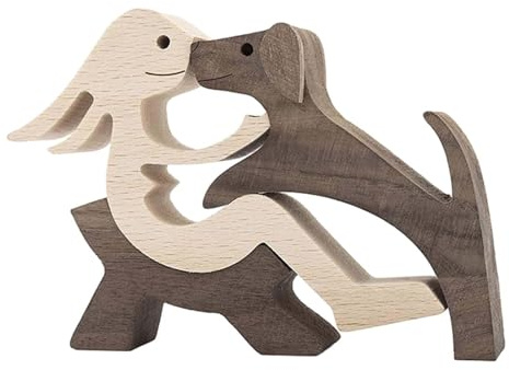 MotiveTech Holzfigur Frau Und Hund Als Kreative Skulptur Und Geschenkidee Eine Handgeschnitzte Dekoration Die Freundschaft Symbolisiert für Und Zur, Stil b