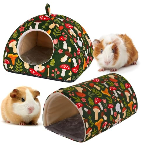 SKIKHN Letto&Tunnel per Porcellini d'India,2 Pezzi Casetta Porcellino D'india,Inverno Calore Casetta per Conigli,Lavabile Lettini Per Piccoli Animali per Conigli,Furetti,Cincillà,Criceti