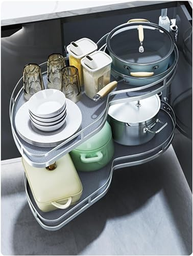 Organizador esquinero extraíble Plegable para Armario de Cocina, Altura Ajustable, con Cierre Suave, Estante Especias y Almacenamiento. Apertura Lateral Izquierda 700 mm.