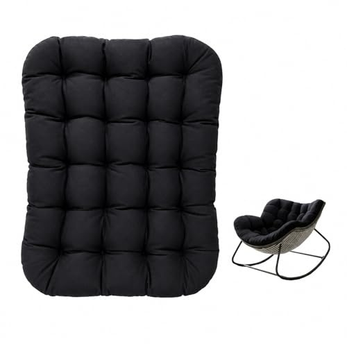 Hiseng Patio Egg Rocking Chair Cushion, Rattan Papasan Chair Cushion, Adults Oversize Indoor Garden Chairs Cushions for Reading Living Room Front Porch Balcony Lawn, without chairs (Black)