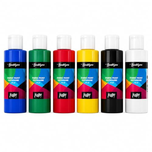 Stoffmalfarben Set – Hochpigmentierte Textilfarben für Stoff & Baumwolle, waschmaschinenfest – Ideal für helle Textilien & T-Shirts (6 Farben x 60 ml)