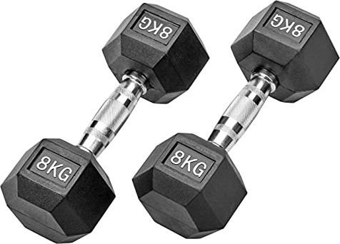 Bad Company Gummierte Hexagon Studio Hanteln schwarz I Kurzhanteln gummiert für Aerobic, Gymnastik und Fitness