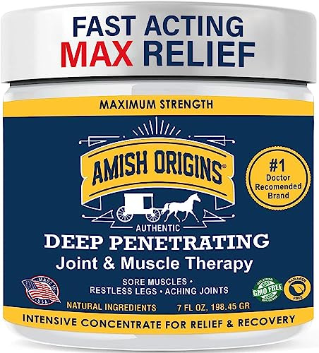 Amish Origins Joint & Muscle Ointment 7 oz Maximum Deep Penetrating Strength All Natural Discomfort Reliever for Joint, Muscle, Knee, Back, Arthritis