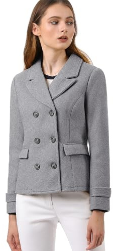 Allegra K Cappotto Di Pisello Cappotto di pisello Donna | Completamente foderato, cappotto da lavoro, trench corto