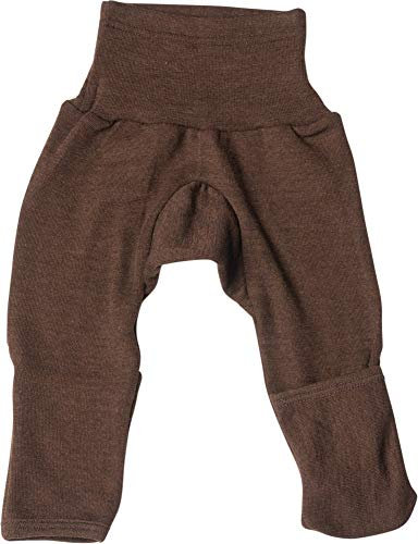 Cosilana Baby Hose lang mit Bund und Kratzschutz zum umklappen aus 70% Wolle und 30% Seide kbT (50/56, Braun)