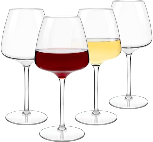 COOKY.D Copas Grandes de Vino Tinto para la Piscina Juego de 4-610ml - Plástico Tritan - Copas de Vino Flotantes e Irrompibles Con Tallo para Viajes Y Fiestas Al Aire Libre