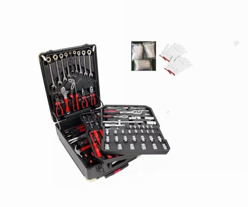 FLZOSPER 799-Piece Black Sturdy Tool Set with Rolling Wheels Aluminum Trolley Case, General Household Tool Kit, Auto Repair Tool Set Toolbox and Wheels