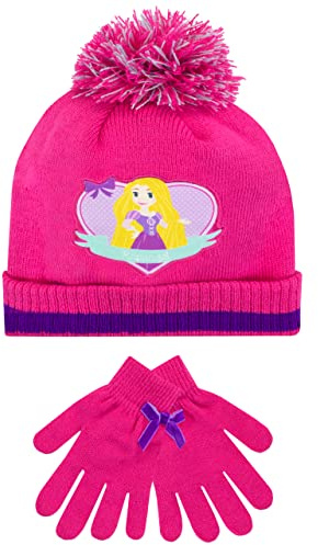 Disney Set de gorro y guantes de invierno para niños Rapunzel Rosa Talla única